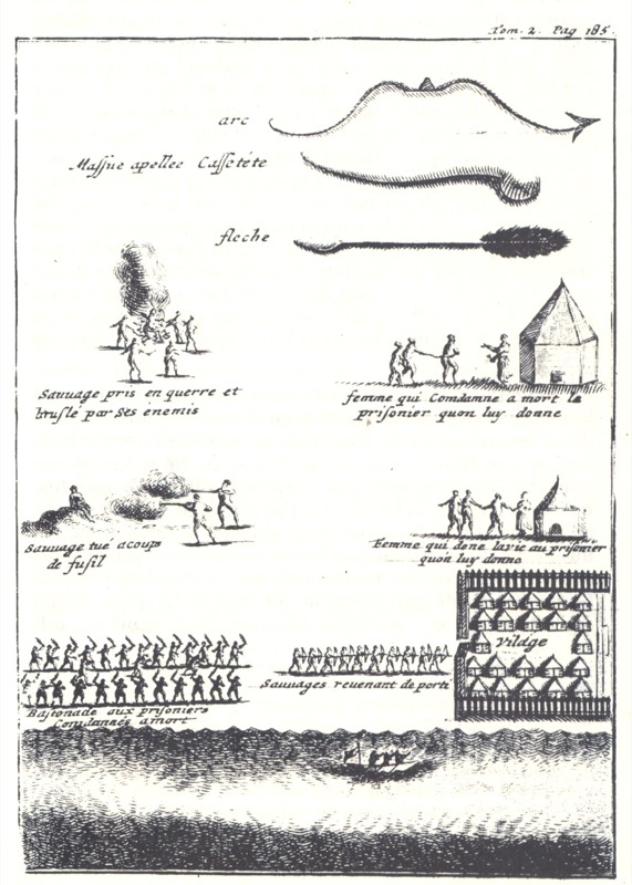An Iroquois war party returning to the village with captives.